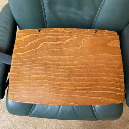Ekornes Green Leather Recliner with Ottoman