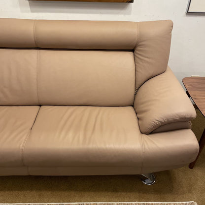 Italian Tan Leather Contemporary Sofa