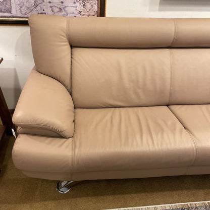 Italian Tan Leather Contemporary Sofa