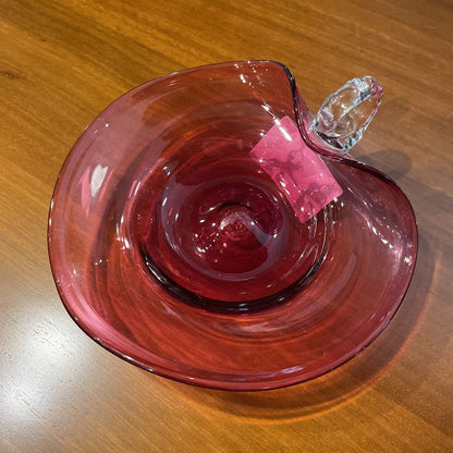 Glass Pink Heart Dish with Handle SMALLS