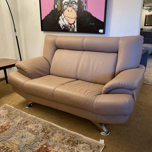Italian Tan Leather Contemporary Loveseat U LOVESEATS