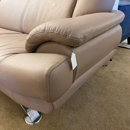 Italian Tan Leather Contemporary Loveseat