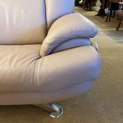 Italian Tan Leather Contemporary Loveseat