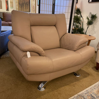 Italian Tan Leather Contemporary Chair