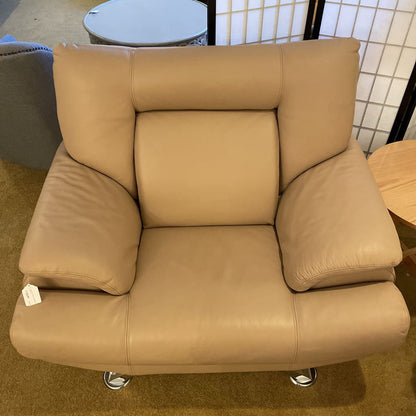 Italian Tan Leather Contemporary Chair