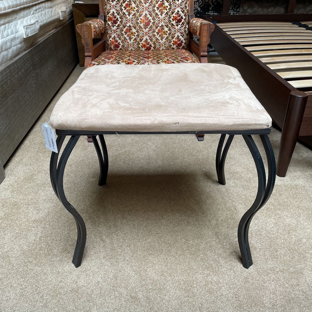 Square Metal Stool with Beige Cushion
