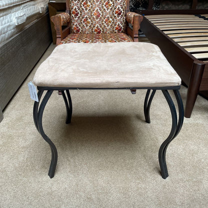 Square Metal Stool with Beige Cushion
