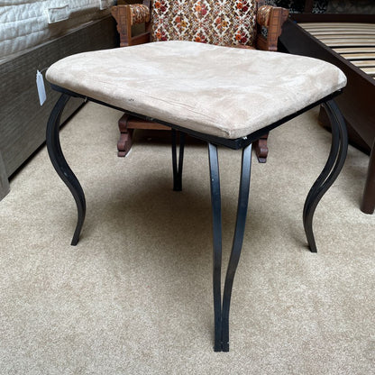 Square Metal Stool with Beige Cushion