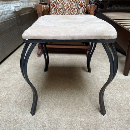 Square Metal Stool with Beige Cushion