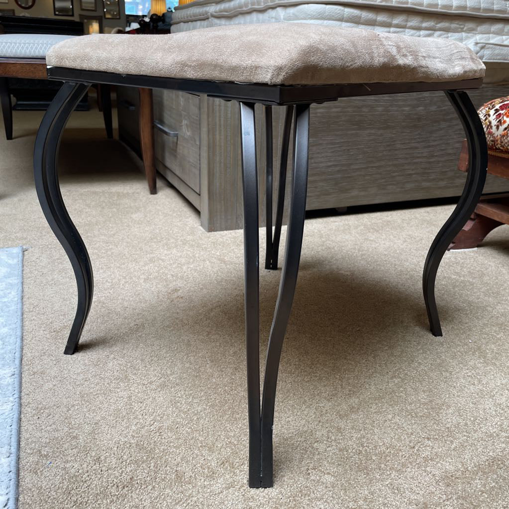 Square Metal Stool with Beige Cushion