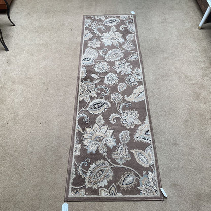 Beige & Grey Floral Runner Rug