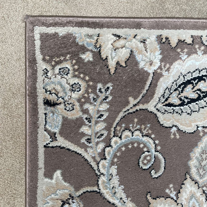 Beige & Grey Floral Runner Rug