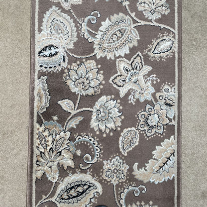 Beige & Grey Floral Runner Rug