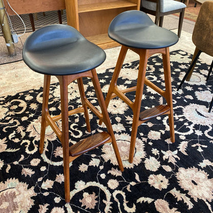 O.D. MOBLER Danish Teak Bar Stool w/ Rosewood Foot Rest SET 4