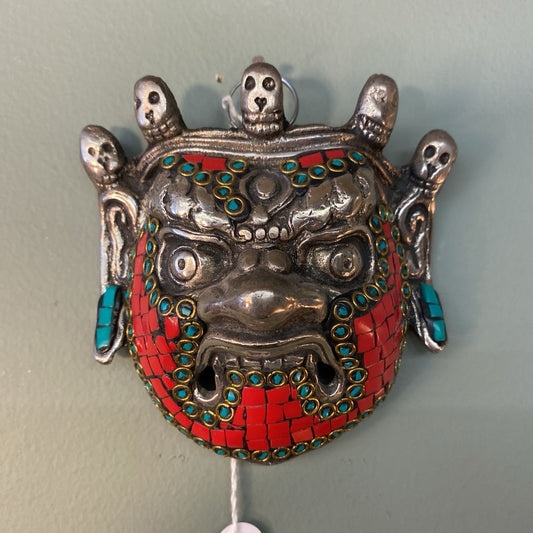 Chinese Red & Green Metal Mask UNIQUE FINDS