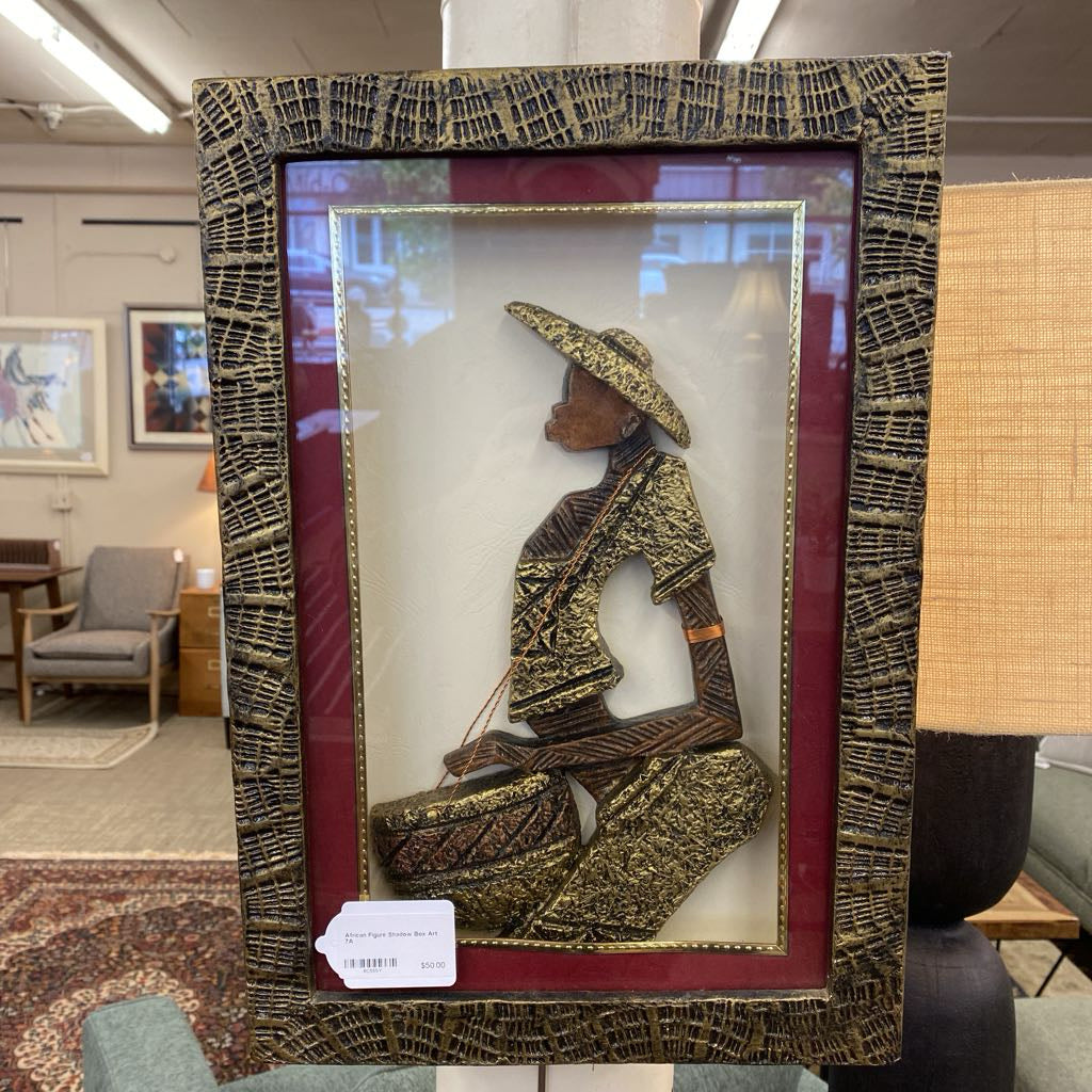 African Figure Shadow Box Art