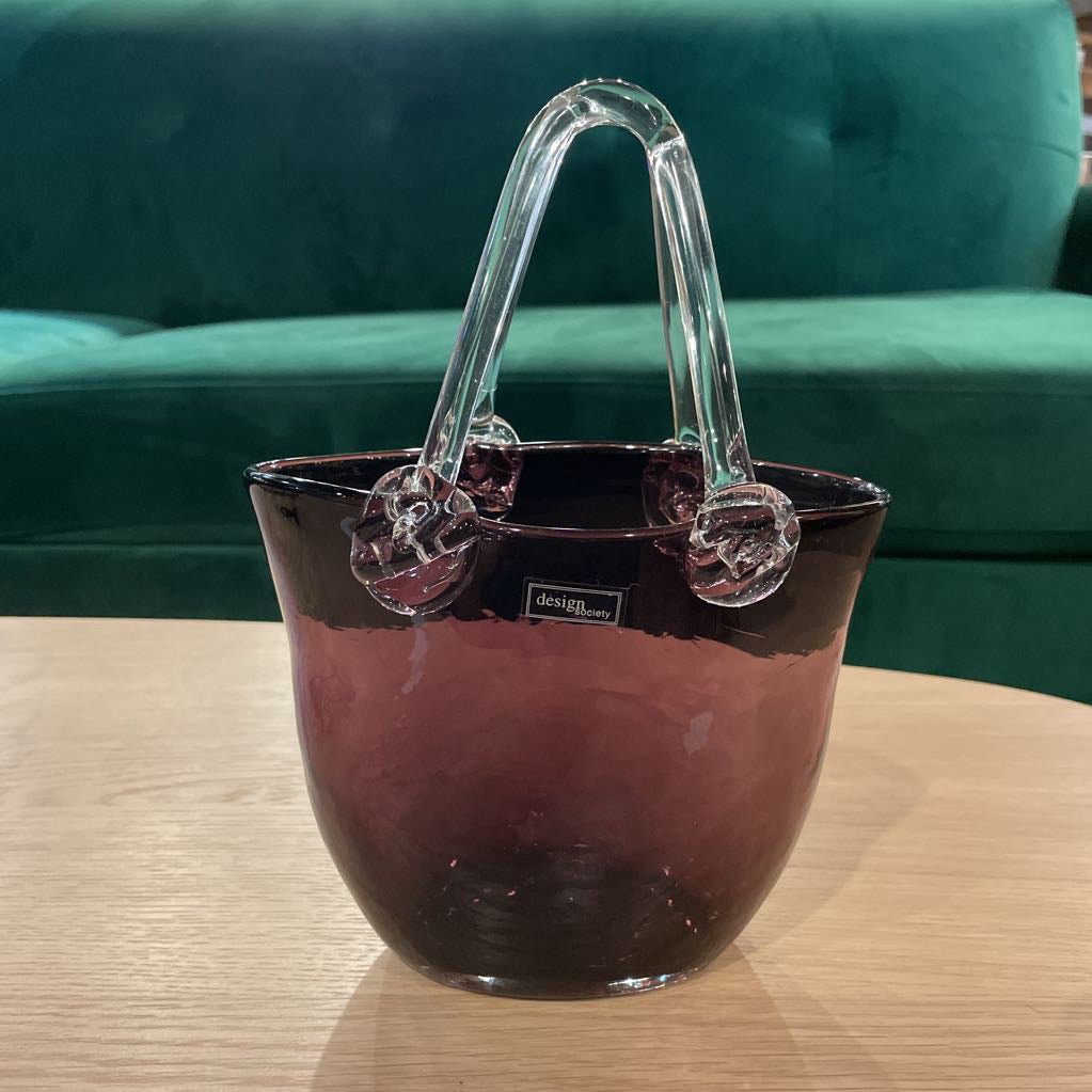 Purple Glass "Basket" with Handle SMALLS