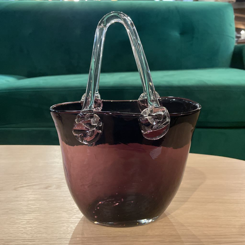 Purple Glass "Basket" with Handle SMALLS