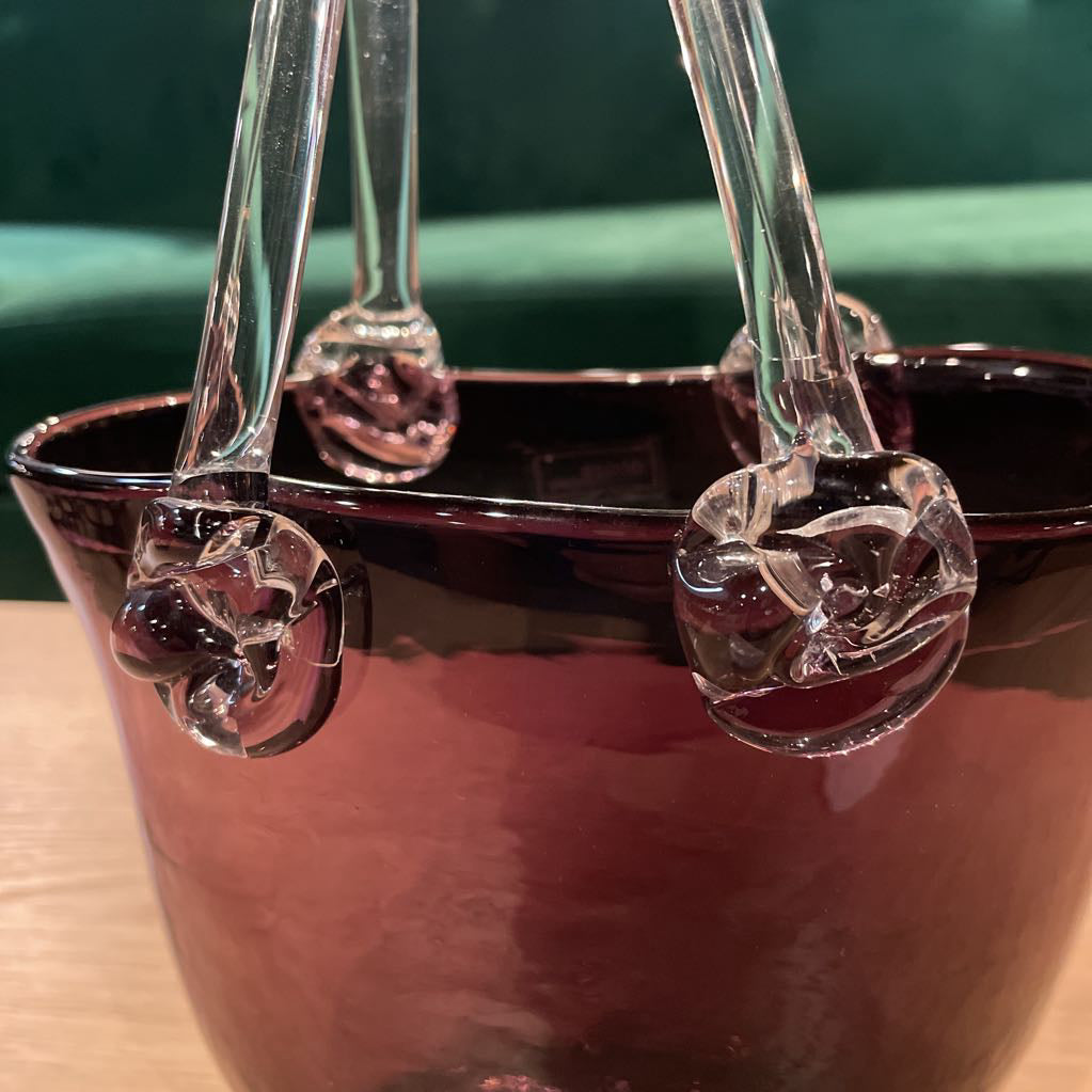 Purple Glass "Basket" with Handle SMALLS