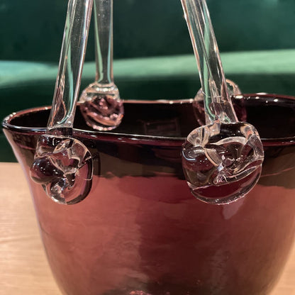 Purple Glass "Basket" with Handle SMALLS