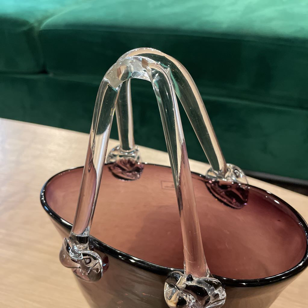 Purple Glass "Basket" with Handle SMALLS