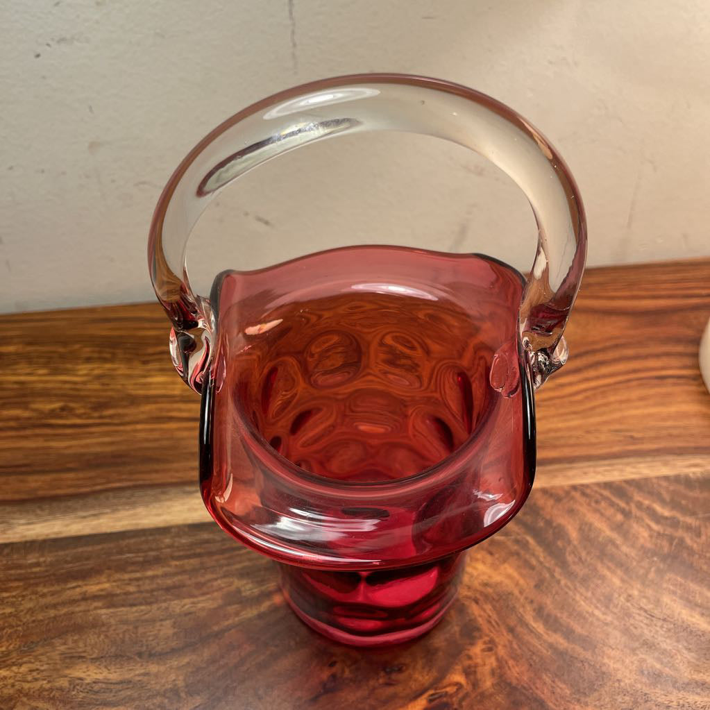 Dimpled Pink-Purple Glass "Basket" SMALLS