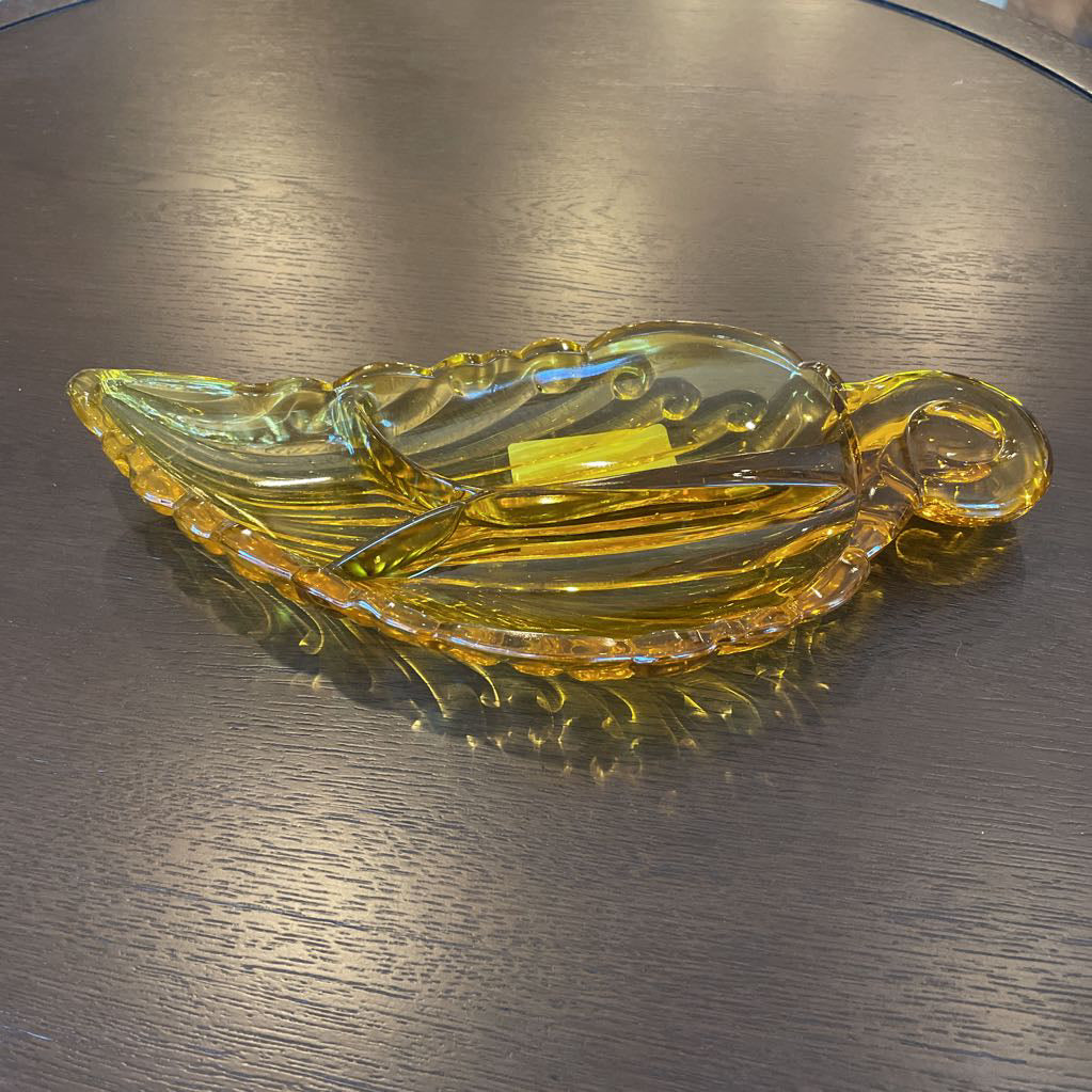 Gold Glass 3 Section Leaf Tray