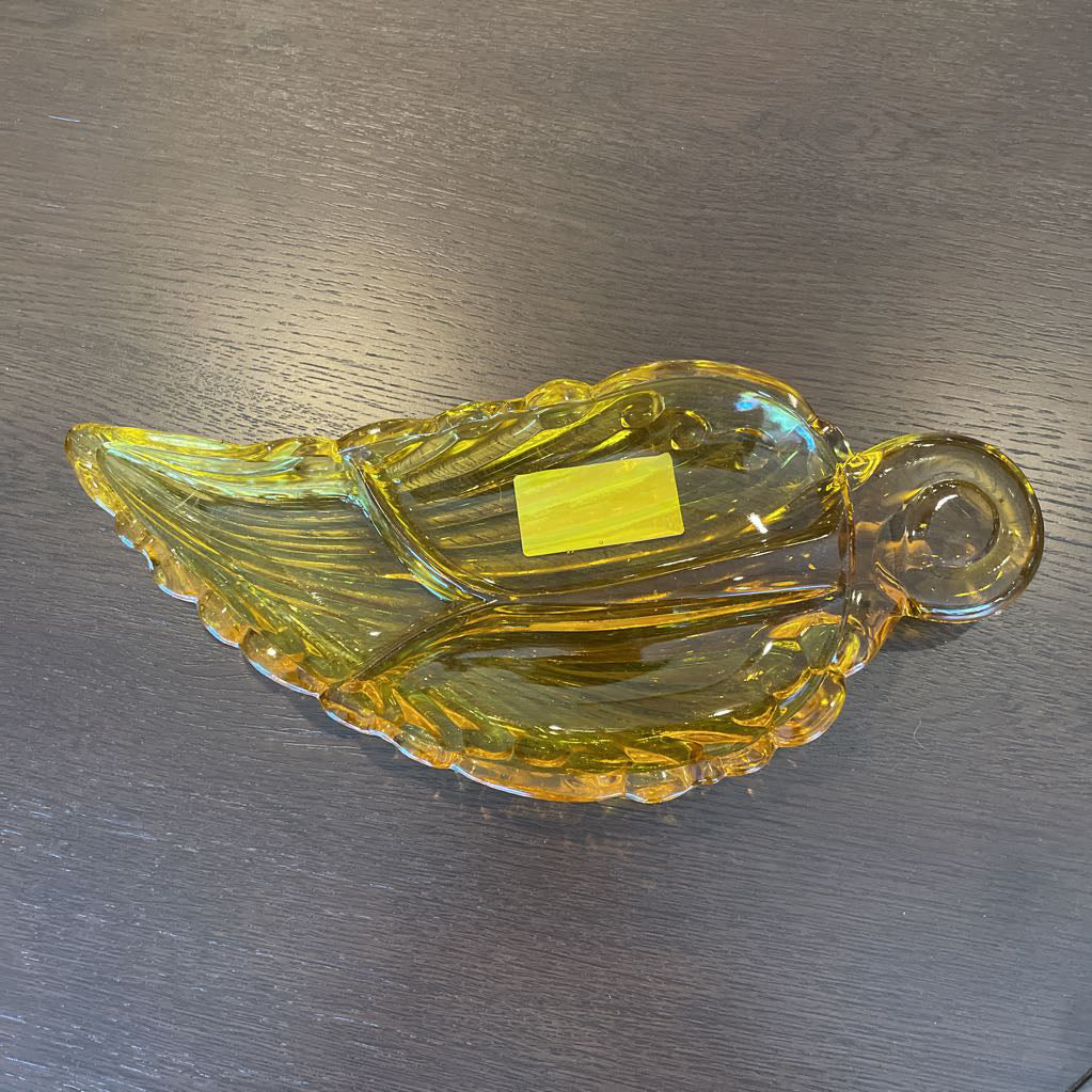 Gold Glass 3 Section Leaf Tray