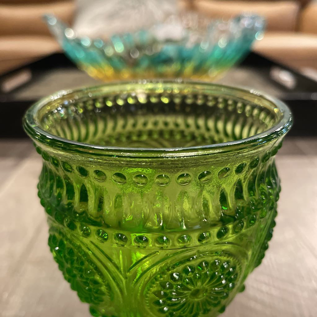 Fancy Green Glass Goblet SMALLS