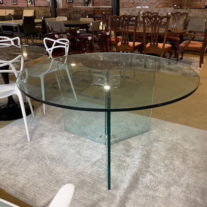 All Glass Round Circular Dining Table AS IS
