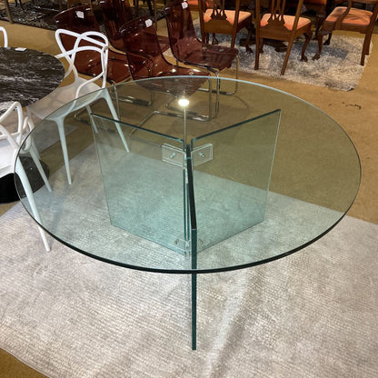 All Glass Round Circular Dining Table AS IS