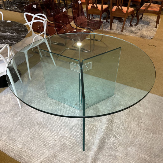 All Glass Round Circular Dining Table AS IS