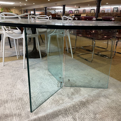 All Glass Round Circular Dining Table AS IS