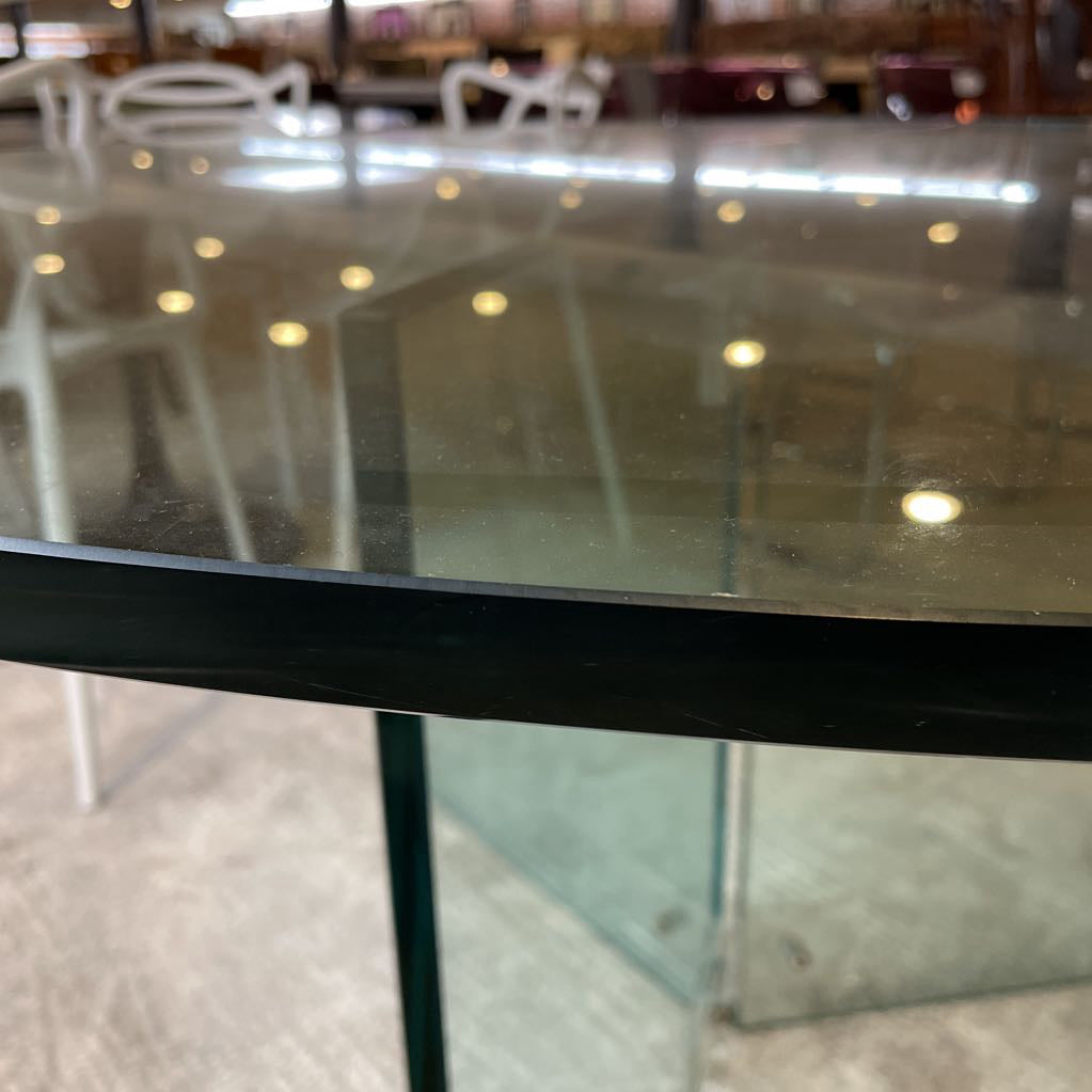 All Glass Round Circular Dining Table AS IS