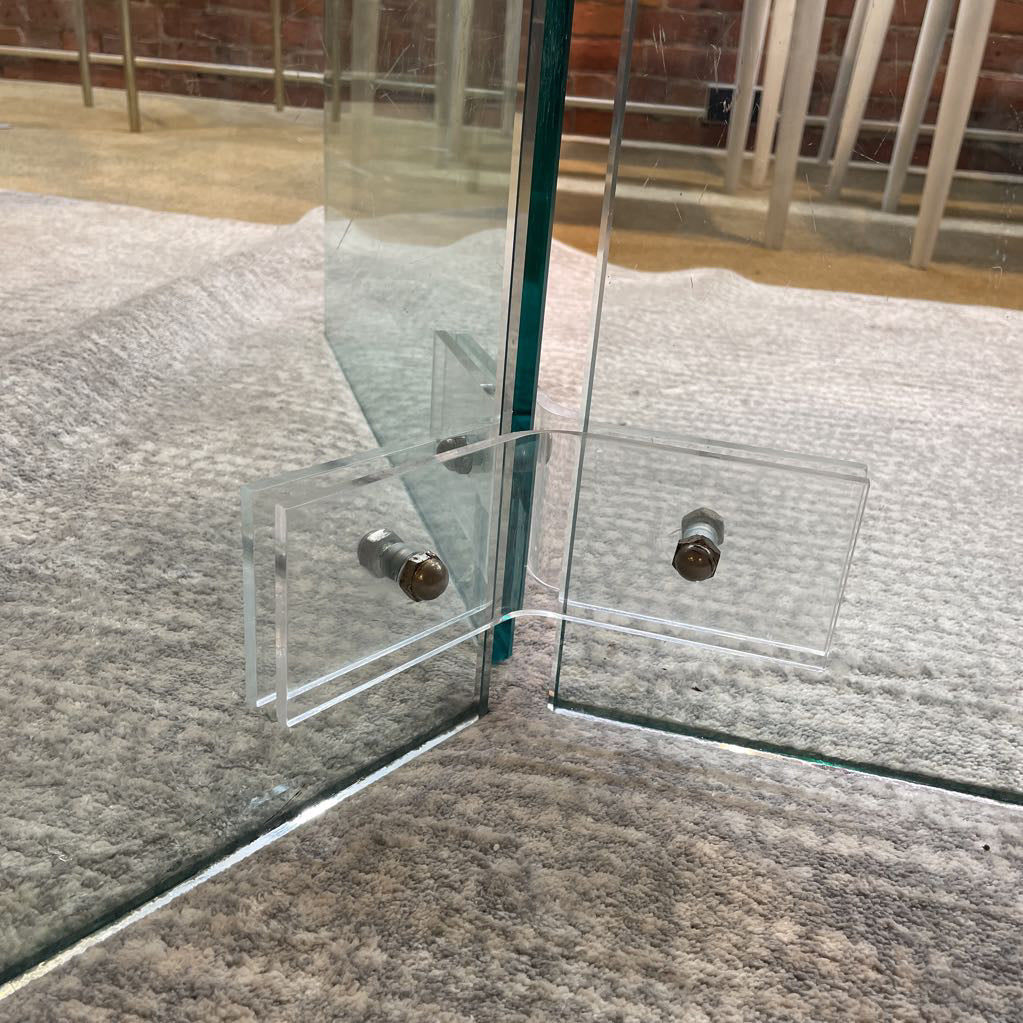 All Glass Round Circular Dining Table AS IS