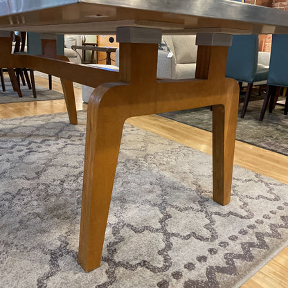 Modern Metal Wrapped Top Dining Table with Curved Legs