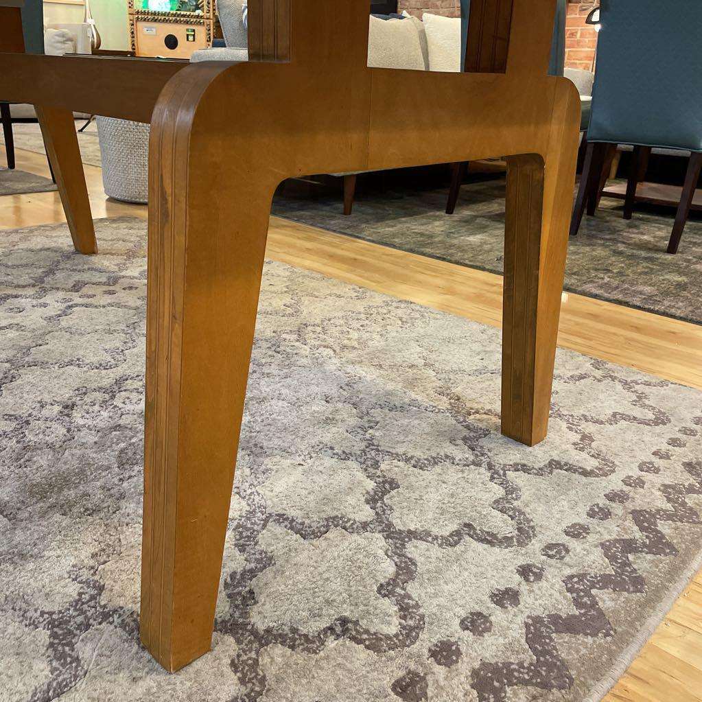 Modern Metal Wrapped Top Dining Table with Curved Legs