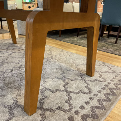 Modern Metal Wrapped Top Dining Table with Curved Legs