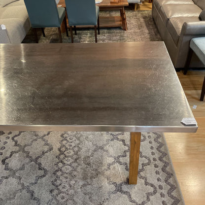 Modern Metal Wrapped Top Dining Table with Curved Legs