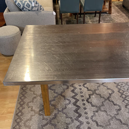 Modern Metal Wrapped Top Dining Table with Curved Legs