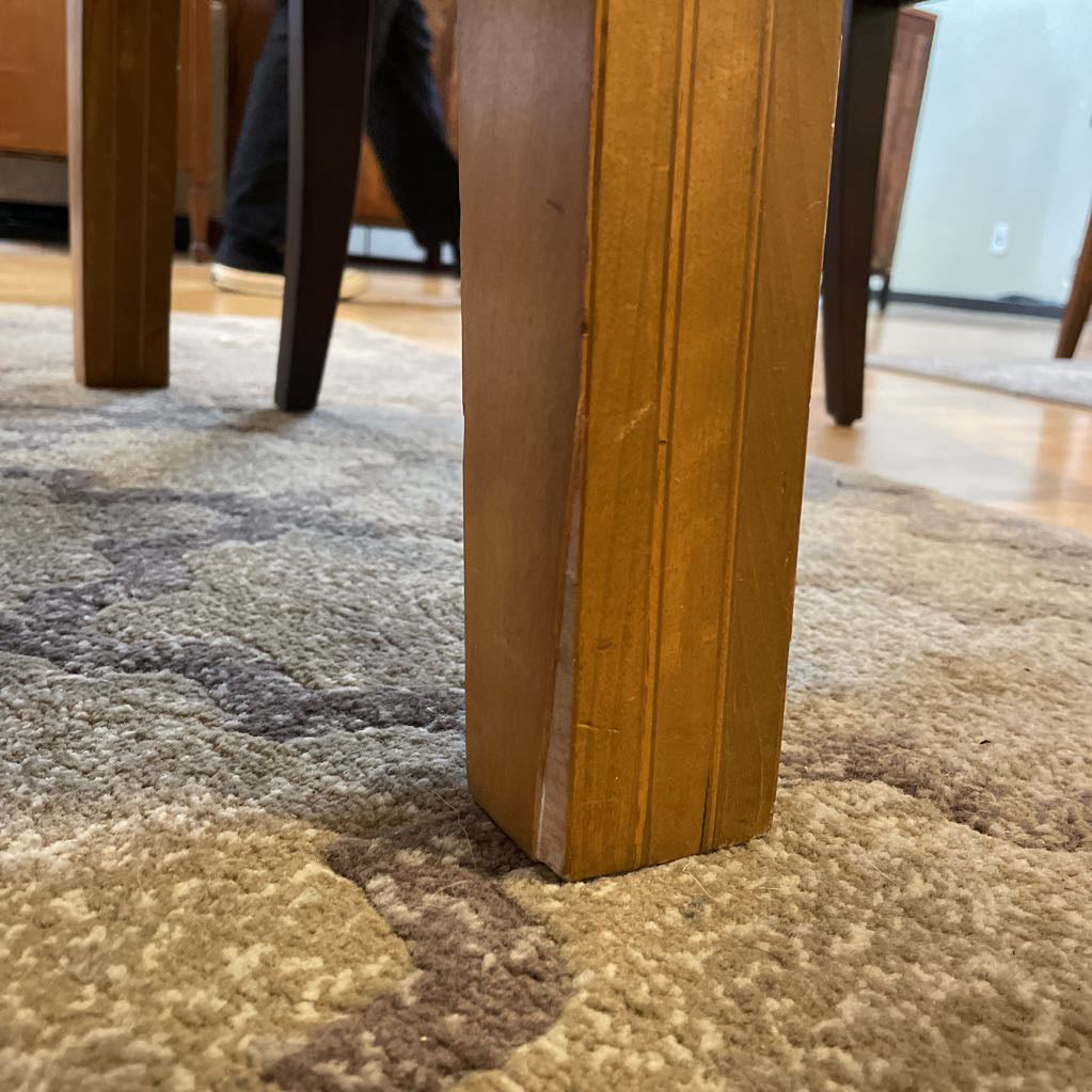 Modern Metal Wrapped Top Dining Table with Curved Legs