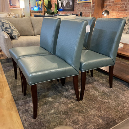 Blue Grey Quilted Faux Leather Dining Chair SET OF 4
