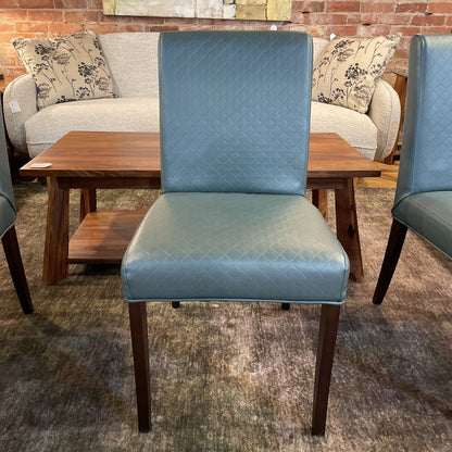 Blue Grey Quilted Faux Leather Dining Chair SET OF 4