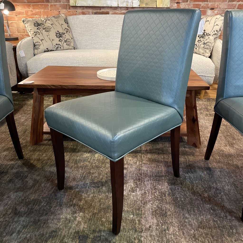 Blue Grey Quilted Faux Leather Dining Chair SET OF 4