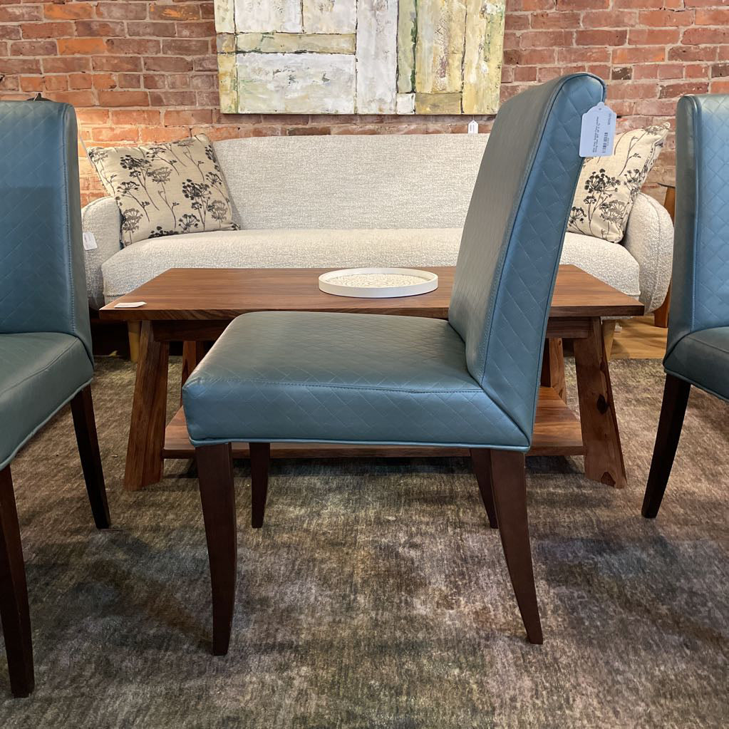 Blue Grey Quilted Faux Leather Dining Chair SET OF 4
