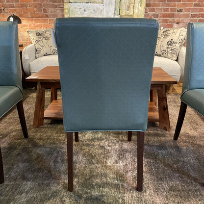 Blue Grey Quilted Faux Leather Dining Chair SET OF 4