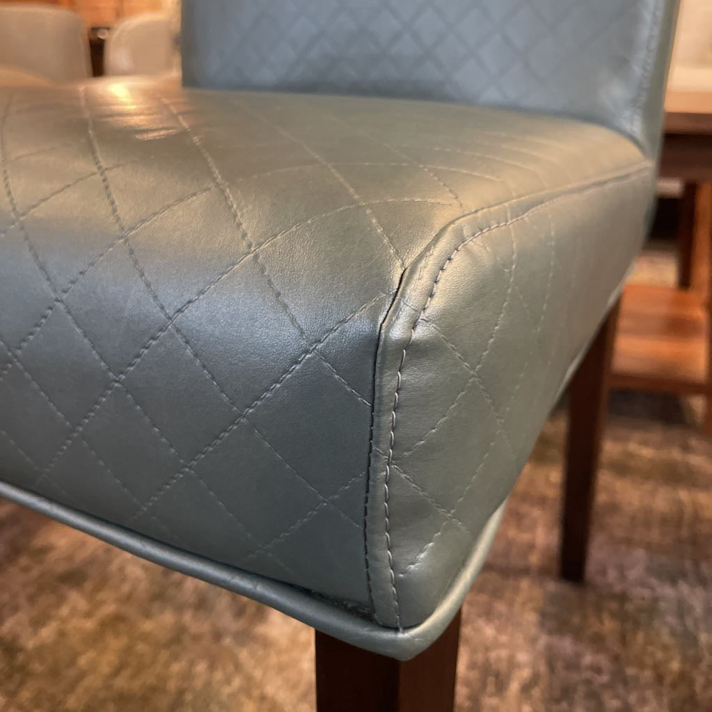 Blue Grey Quilted Faux Leather Dining Chair SET OF 4