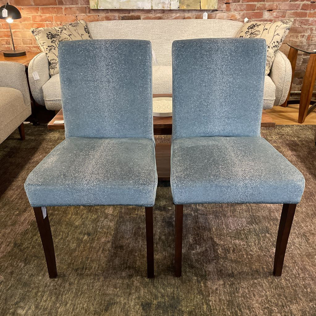 Blue Textured Velvet Dining Chair SET OF 2