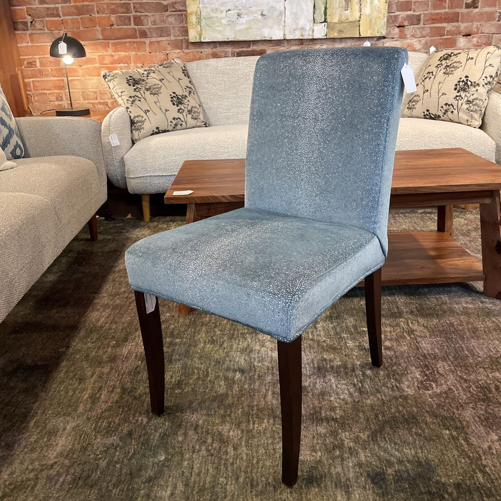 Blue Textured Velvet Dining Chair SET OF 2