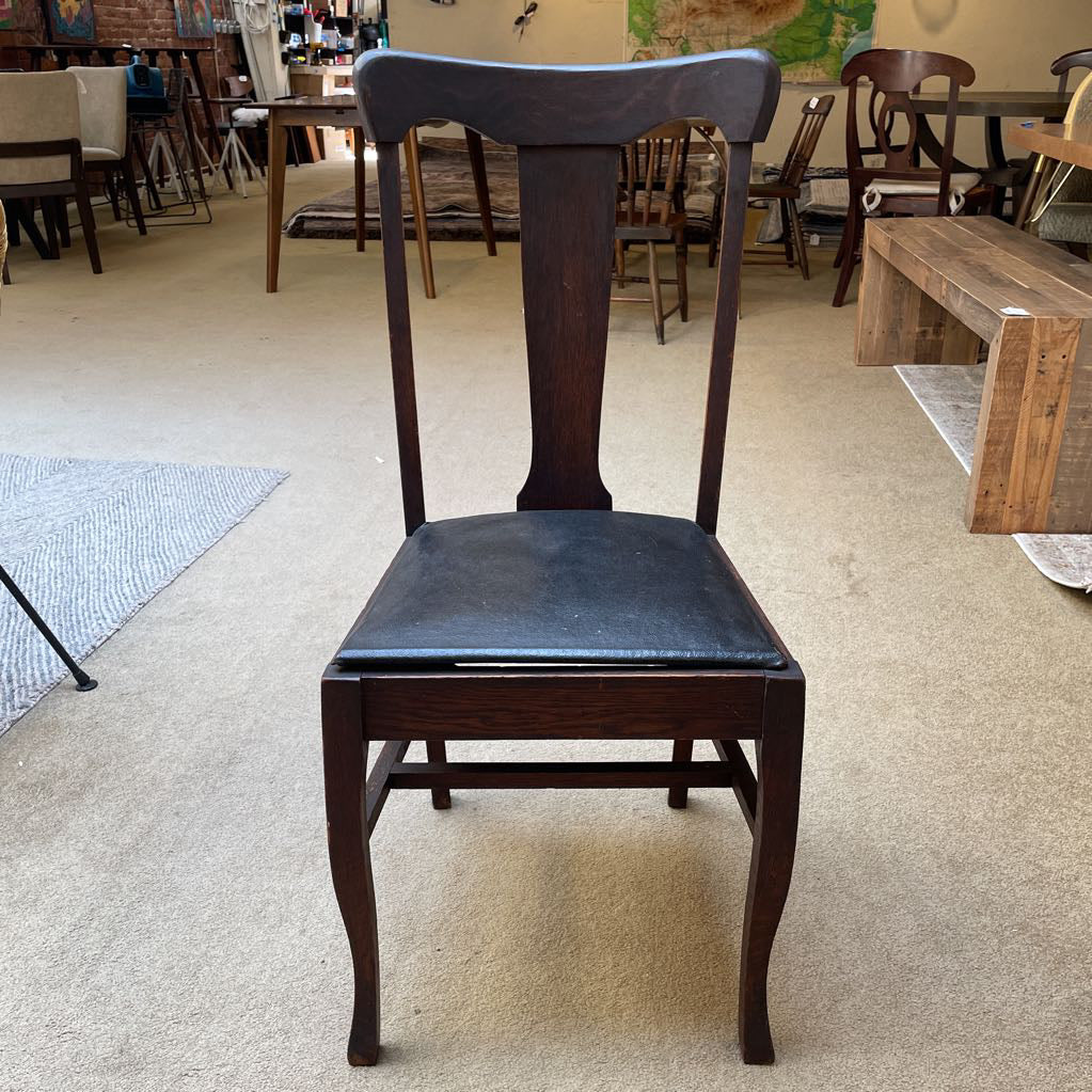 Antique Oak Leather Seat Chair